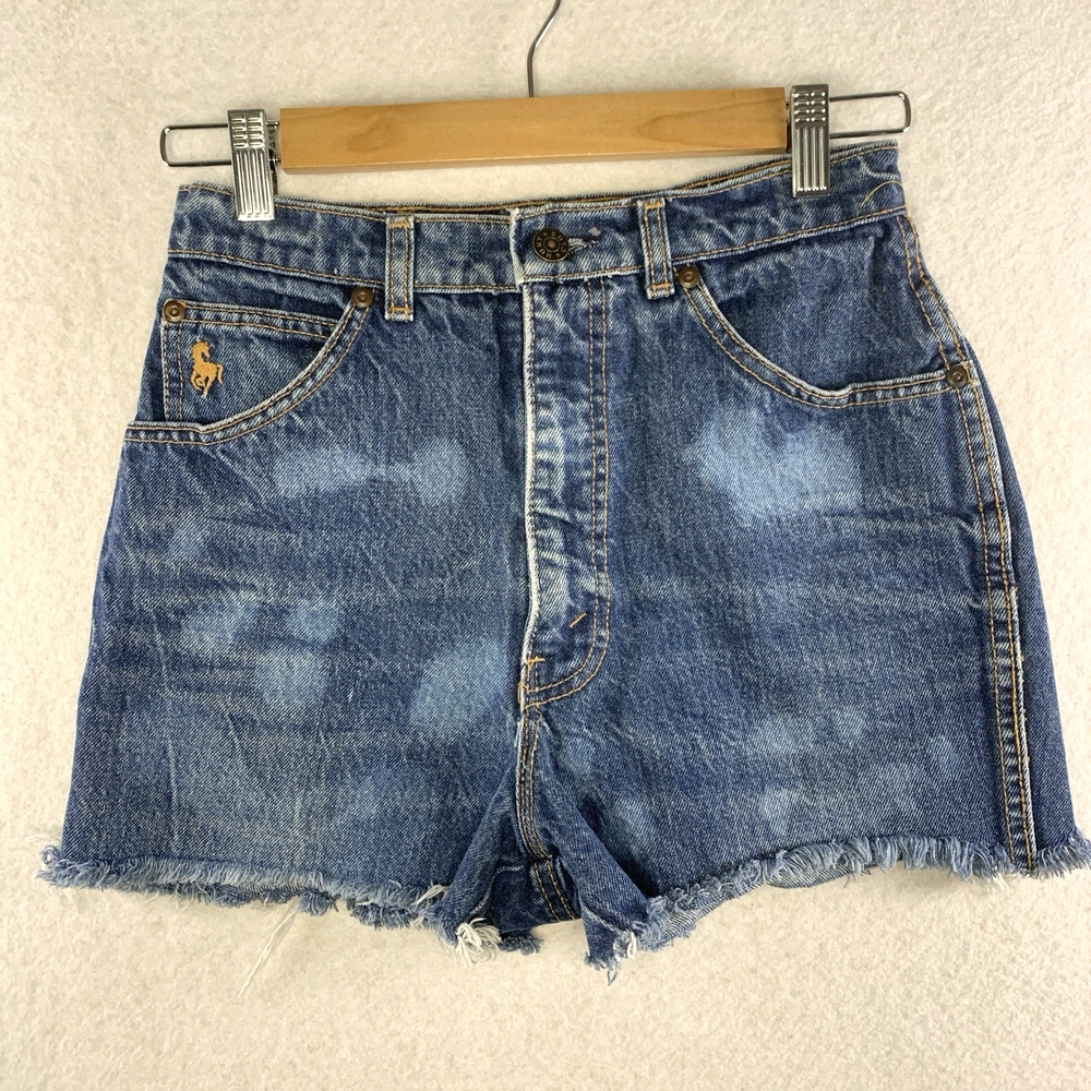 Vintage‎ 90s Hunt Club Womens Cut Off Jean Shorts Sz 25 Distressed High Rise Mom